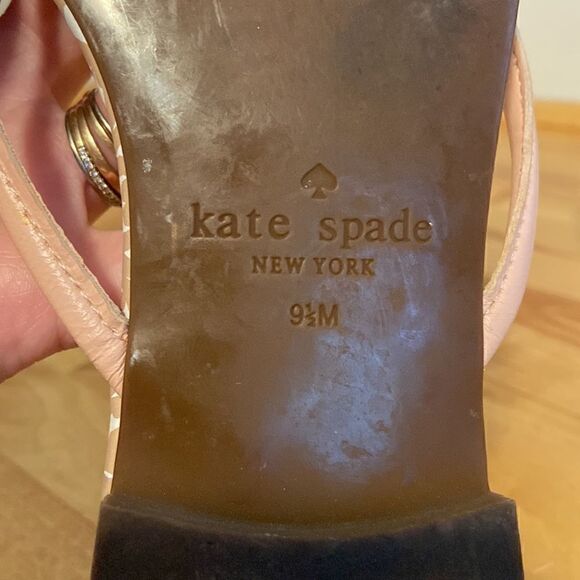 Kate Spade Taupe & Blush Pretty Bow Leather Slide On Flip Flop Sandals Size 9.5 - Picture 7 of 10